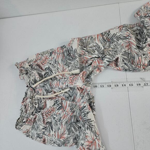 Cali 1850 Los Angeles XS Linen Viscose Tropical Leaf Print Drawstring Pants - Picture 7 of 11